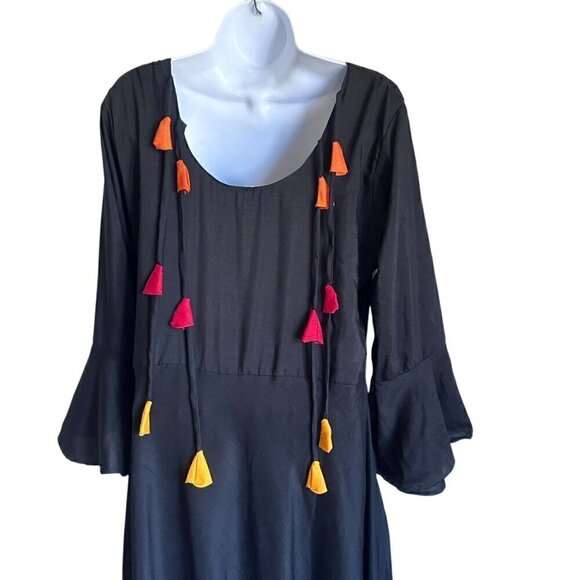 NWOT Black Rayon Kurta with Pearl and Tassel Details - Size M - Picture 9 of 12